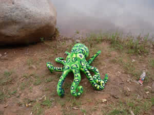 海乐园毛绒玩具绿色豹纹章鱼 印花厂家直销毛绒玩具