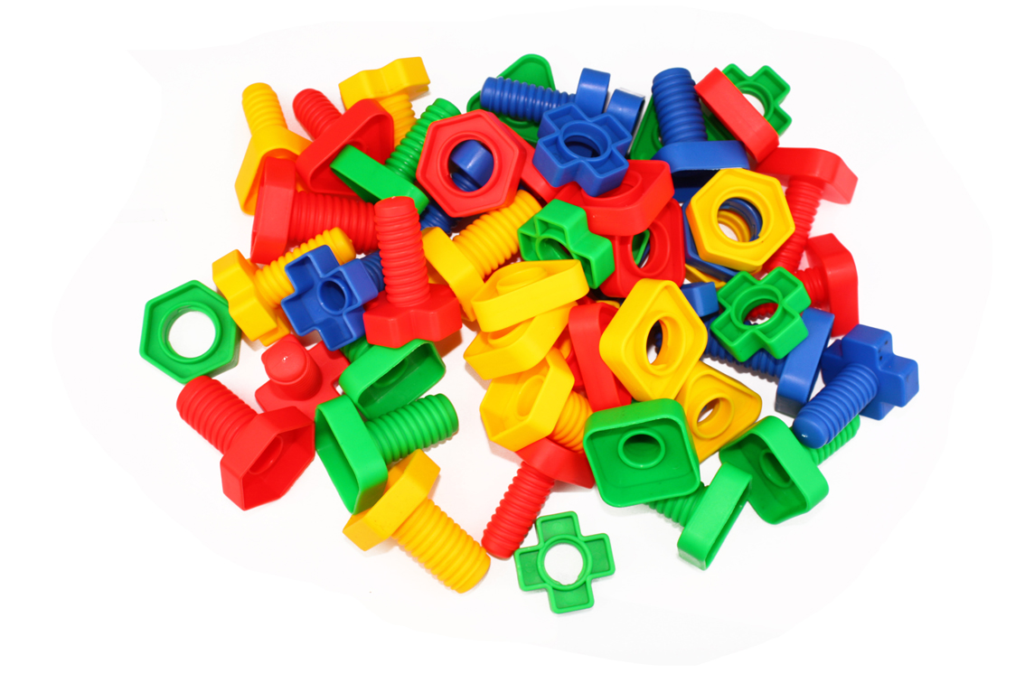 华隆螺丝配对积木、DIY益智积木、桌面益智玩具、桶装积木