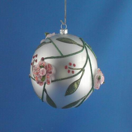 供应塑胶玻璃花朵树叶彩绘圆球吊饰