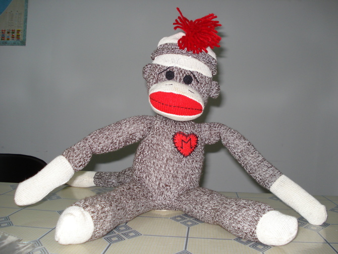 杂色毛线猴子，杂色条纹毛线猴子，毛线猴子专用毛线布