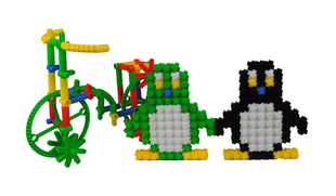 包邮 管状车+小企鹅 塑料拼插积木 积木玩具