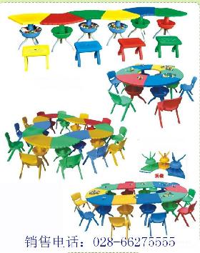 成都幼儿园塑料桌椅～幼儿园六人桌～幼儿园长方桌～拼搭桌