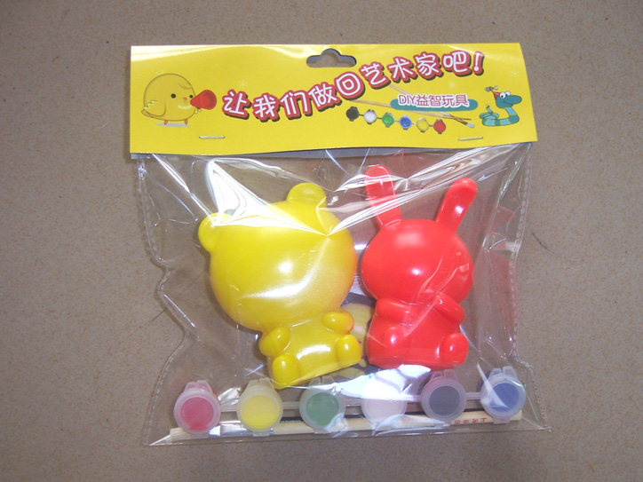 DIY搪胶益智玩具-熊兔组合-黄红