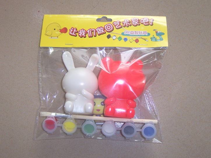 DIY搪胶益智玩具-熊兔组合-白红