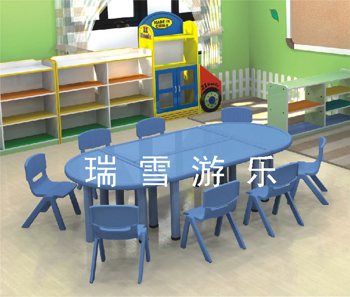 儿童桌椅 塑料8人组合桌