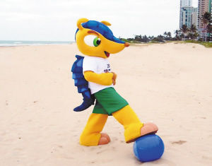 2014年巴西世界杯吉祥物三色犰狳毛绒公仔娃娃定制批发