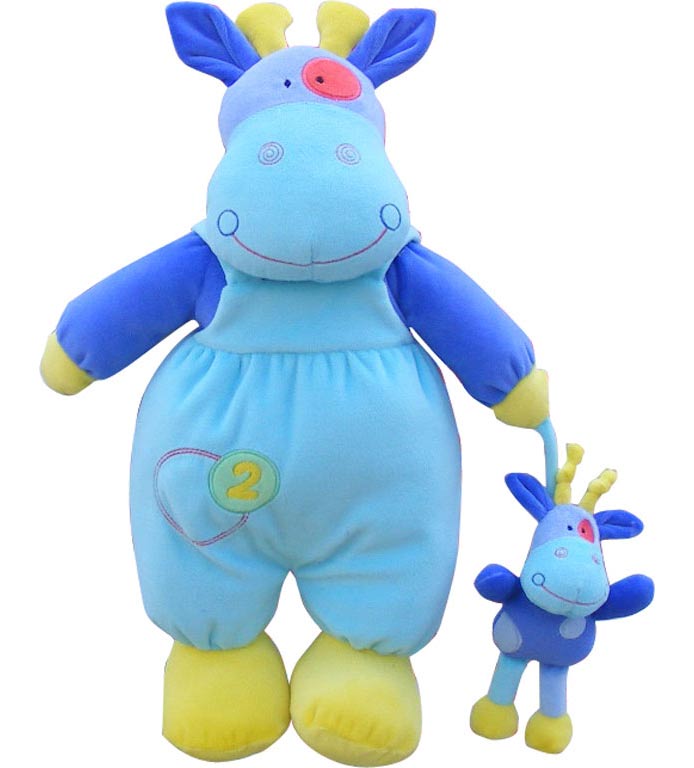 蓝牛抱抱，玩具牛，婴儿玩具，毛绒公仔