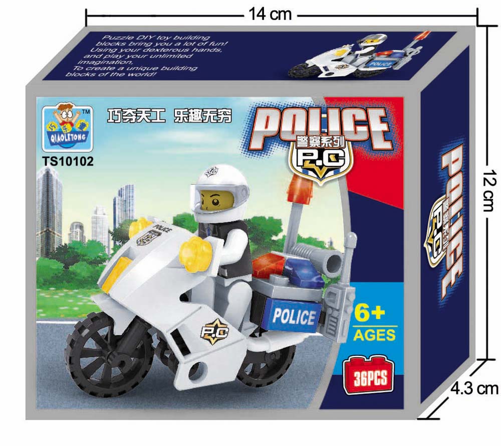 巧乐童益智积木 城市警察系列 警用摩托车