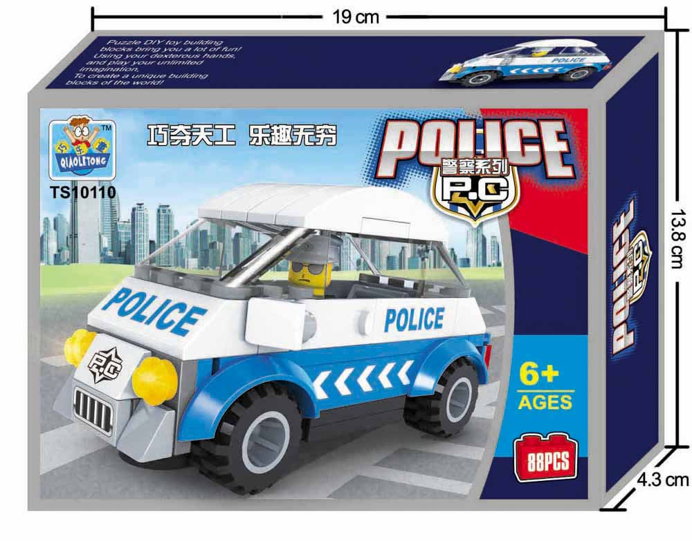 巧乐童益智积木 城市警察系列 交警巡逻车