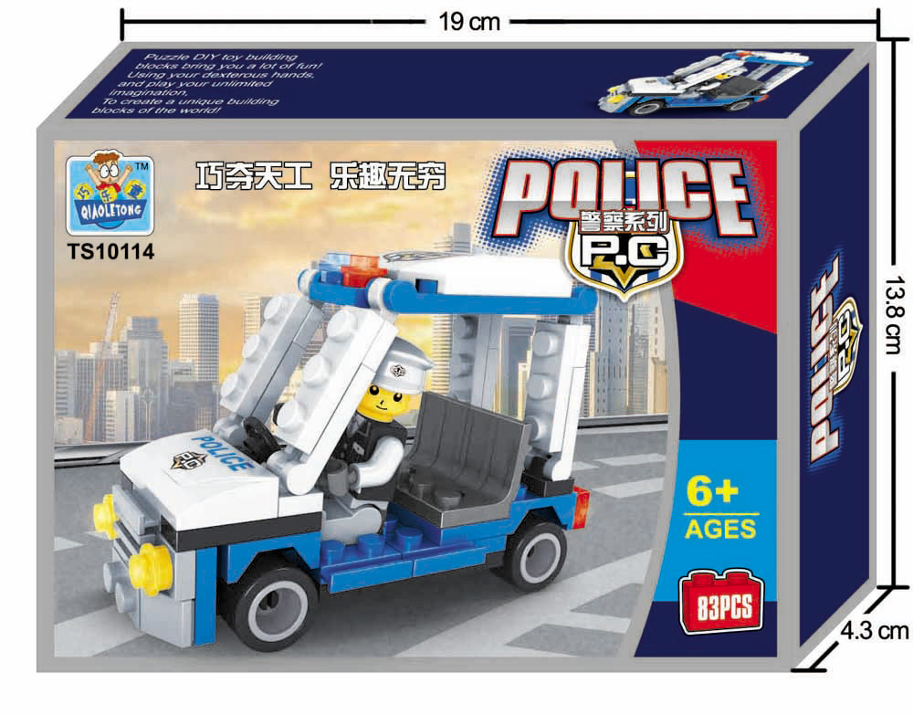 巧乐童益智积木 城市警察系列 警用电瓶车