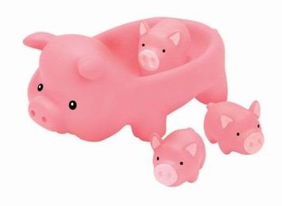 母猪配小猪 4件套　小猪一家亲 搪胶玩具