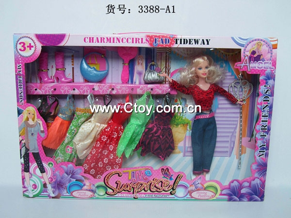 热销产品-11.5寸实身时尚芭芘娃娃套装\芭芘公主过家家玩具