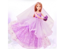 艾芘儿紫色婚纱礼服芭芘娃娃 真眼活动关节玩偶