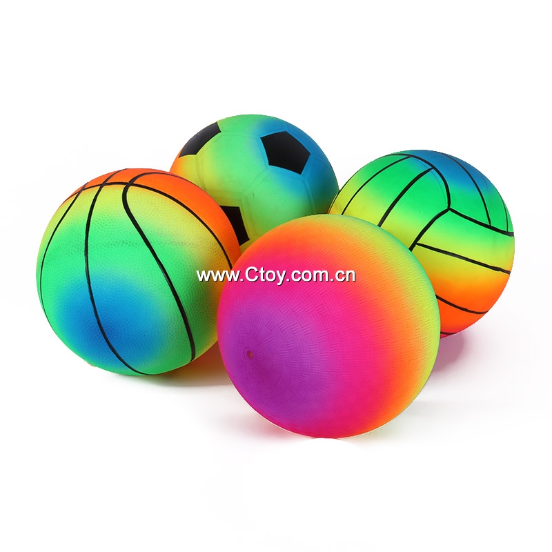PVC充气可定制图案2015流行热销彩色排球 彩虹玩具球