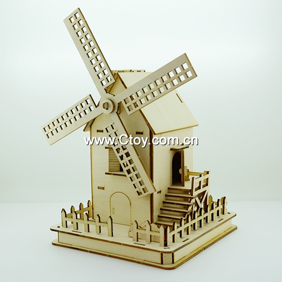 欢乐拼图  荷兰大风车 DIY小木屋 拼图玩具