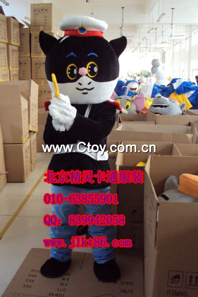 供应北京精灵卡通服装，杭州卡通服饰，黑猫警长人偶服