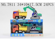 乐飞城市工程车系列小型挖掘机翻斗车组合7811