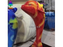 彩绘动物雕塑摆件玻璃钢彩绘海豚海洋生物玻璃钢工艺品主题设计