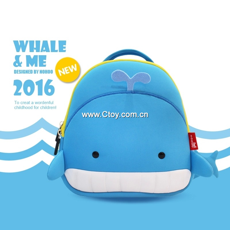 【诺狐NOHOO】环保趣味书包 3d时尚动物造型鲸鱼背包