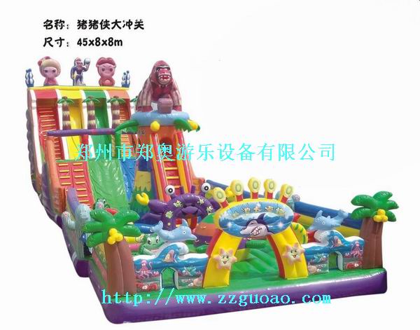 蹦蹦床儿童充气玩具充气大滑梯卡通乐园在郑奥游乐
