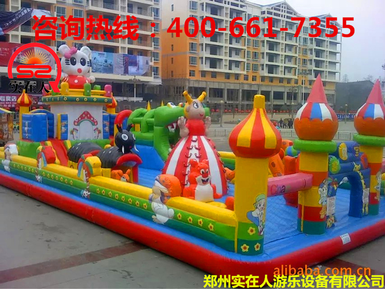 游乐场大型儿童充气城堡 郑州充气滑梯游乐设备价格