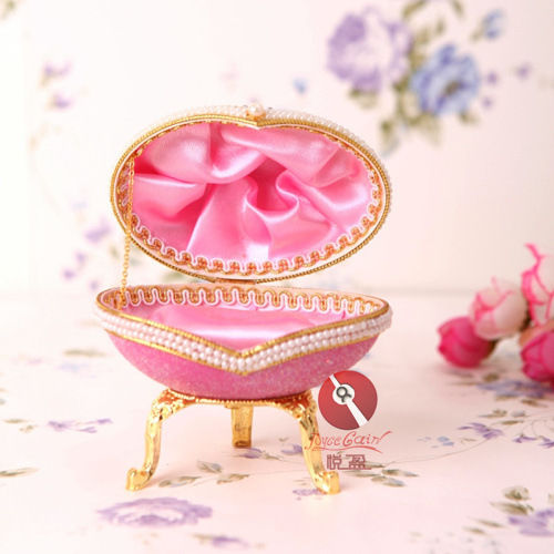批发粉色皇室蛋雕音乐盒 创意音乐盒 品质保障生日礼品创意工艺品