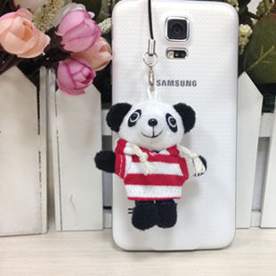 6cm熊猫红白间条卫衣熊猫小公仔定制 高端手机挂件 包包配饰