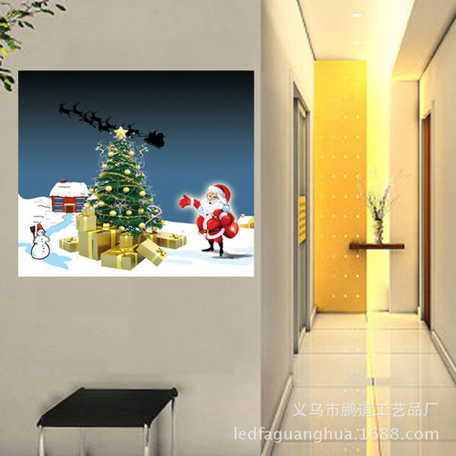厂家直销人物系列LED发光画圣诞老人客厅现代简约装饰家居无框画