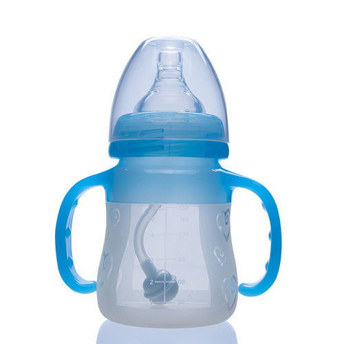 厂家直销带手柄食品级仿生奶瓶 吸管婴儿用品奶瓶