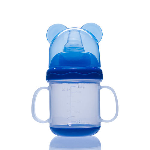 厂家直销批发180ml环保宝宝奶瓶  防滑带手柄 新生儿奶瓶