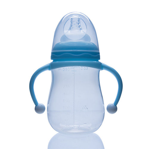 厂家直销批发280ml宝宝奶瓶 防滑带手柄新生儿奶瓶