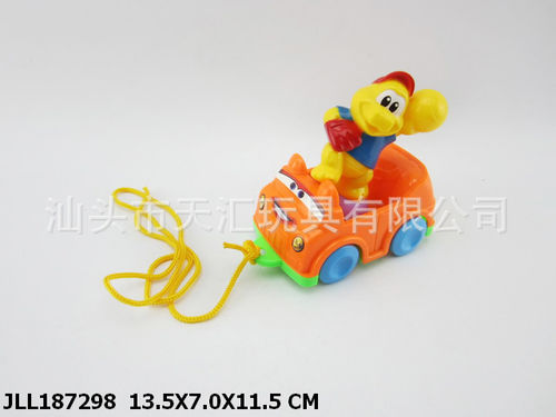 便宜热卖 卡通动物带绳滑行车 拖拉玩具 幼儿爬行学步玩具