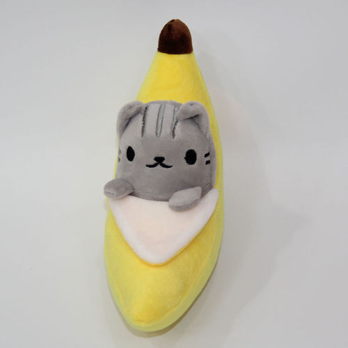藏在香蕉中的小猫 香蕉猫布偶 可爱猫咪创意毛绒公仔玩具