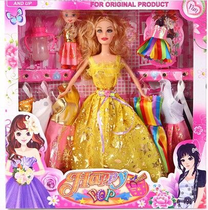 新款软陶实心芭比娃娃套装时尚女孩换衣服饰过家家玩具批发。