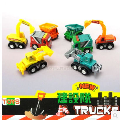 淘宝热卖建设队8只混装回力工程车 儿童高品质回力车玩具