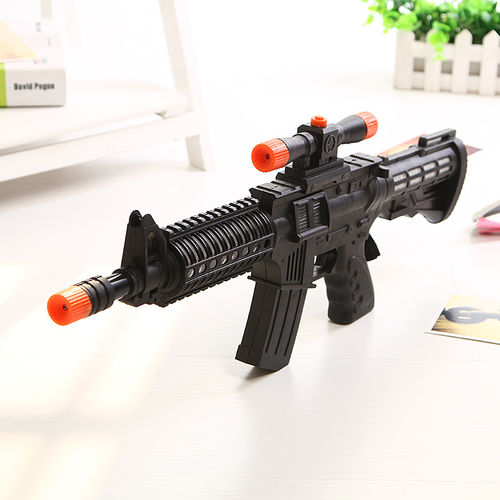 厂家直销新款电动玩具枪电动玩具游戏枪电动八音枪闪光发声玩具枪