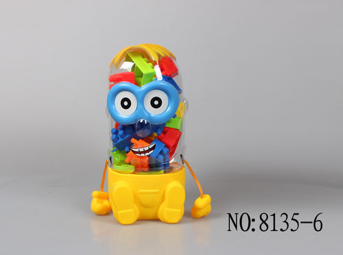 儿童益智积木 小黄人罐装塑料大中颗粒积木 启蒙拼装积木玩具批发