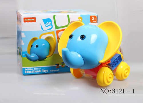 厂家供应积木 儿童益智玩具 环保PP塑料早教DIY积木 动物罐装大象