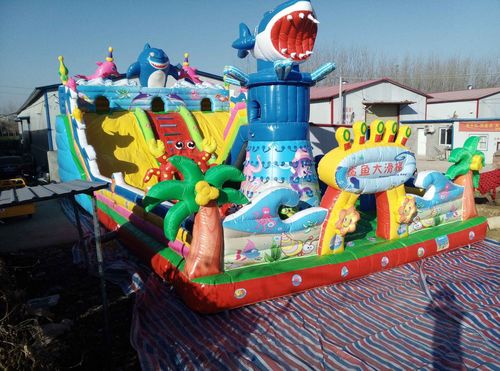 厂家直销儿童充气城堡鲨鱼大滑梯海底世界淘气包儿童乐园厂家批发