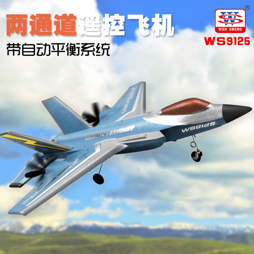 文盛F35飞控滑翔机 2.4G两通遥控飞机 耐摔固定翼战斗机航模玩具