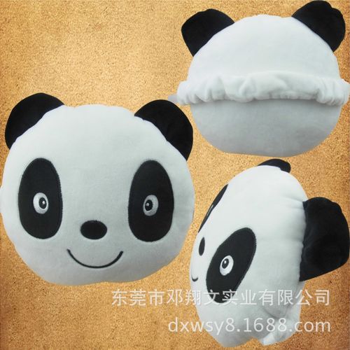 熊猫图案毛绒颈枕 汽车头枕 来图加工定制