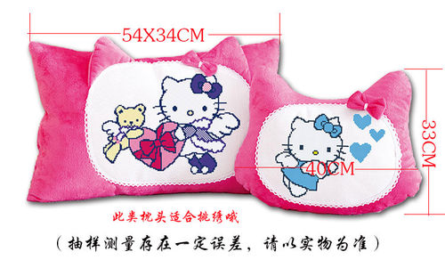 厂家直销批发品牌 印花十字绣抱枕卡通系列猫咪形状一对装对枕