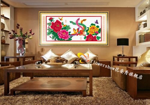 花姿秀十字绣 新款客厅大幅花卉系列精准印花十字绣凤凰戏牡丹