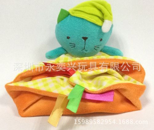 新生儿毛绒玩具安抚巾卡通猫公仔 外贸原单婴幼儿宝宝安抚巾
