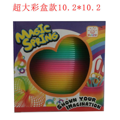 超大彩盒彩虹圈妙妙圈螺旋弹簧玩具容易玩弹性好10.2*10.2CM