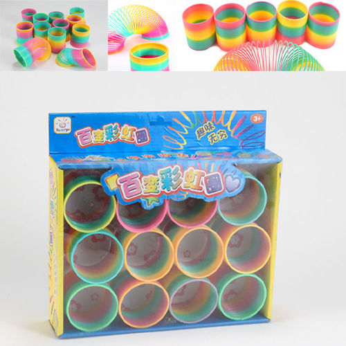 彩虹圈12粒/展示盒 妙妙圈 魔力极光 螺旋弹簧玩具6.5*6.5CM
