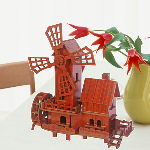 diy小屋手工拼装建筑房子模型红木工艺品礼品摆件风生水起木拼图