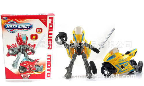 儿童玩具 自装变形机器人 变形摩托车 车 XL16777