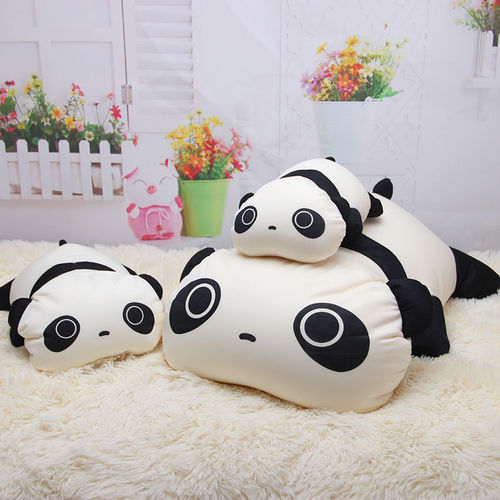 趴趴熊猫公仔纳米泡沫粒子靠垫 熊猫抱枕软体布艺玩具