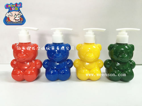 weenson手指画彩丙烯颜料200ML小熊造型PET瓶装水彩荧光彩涂鸦
